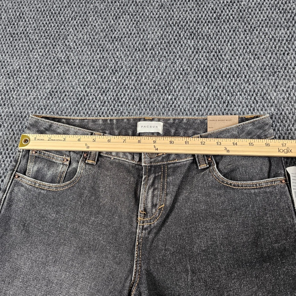 PacSun Charlie Baggy Boot Jeans Faded Black Low Rise Size 28 Pacific Sunwear NEW - Picture 8 of 12